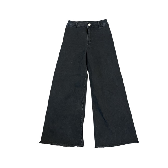 Miou Muse Denim - Miou Muse High-Rise Wide-Leg Denim Pants Faded Black Size Medium